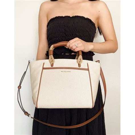 michael kors talia small cotton canvas tote bag|Michael Kors Talia Small Cotton Canvas Tote Bag .